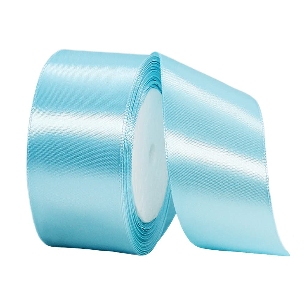 40mm Wide Thick Pastel Blue Ribbon for Gift Wrapping,22m 1.5Inch Large Fabric Satin Ribbon Baby Blue Bow for Gift Wrapping,Ribbons for Crafting,Wedding,Car,Presents,Cake,Christmas Decorations — image 1