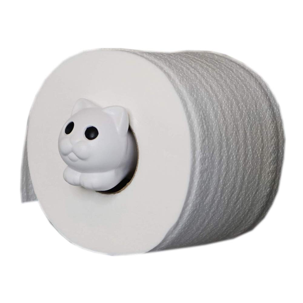 QUALY Roll Meo Toilet Paper Holder 13.7 x 5.3 x 3.8 cm White