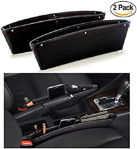 LS Car Seat Pockets PU Leather Car Console Side Organizer Front Seat Gap Filler Catch Caddy for Cellphone Wallet Coin Key Storage