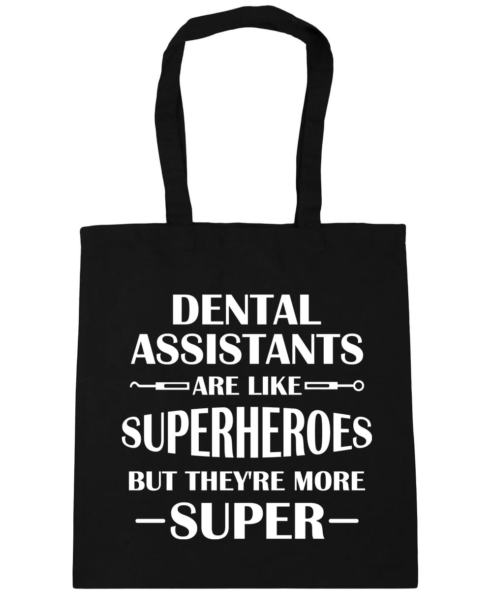 Hippowarehouse Dental assistants are like superheroes but they're more super Tote Shopping Gym Beach Bag 42cm x38cm, 10 litres