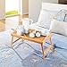 Bamboo Bed Breakfast Folding Tray-Laptop Desk Great for Dinner Tea Bar TV Eating Tray Stable(Beige)