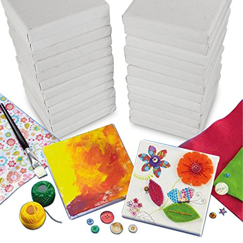 CBTONE 24 Pack Mini Canvas Panels 4" x 4", 100% Small Cotton Stretched Canvas Boards for Painting Craft Drawing Small Acrylics Canvas (Pack of 24) - Thumbnail 6
