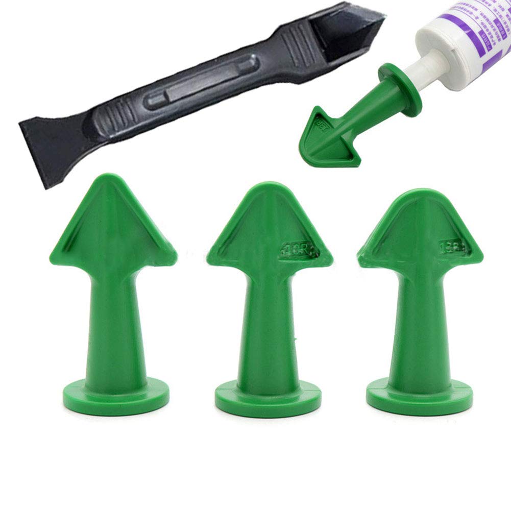 Silicon Caulking Tool Set,Caulking Nozzle and Scraper Sealant Smoothing Kit for Bathroom Kitchen Room Floor Corner Window Hand Tools