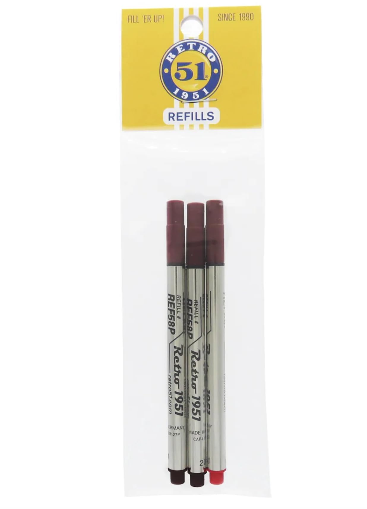 Retro 51 Rollerball Refills - 3 Pack -2 Black and 1 Red
