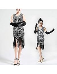 AMJM Mami y yo 1920 Gastby Lentejuelas Arte Nouveau Embellecido con flecos Flapper Vestido