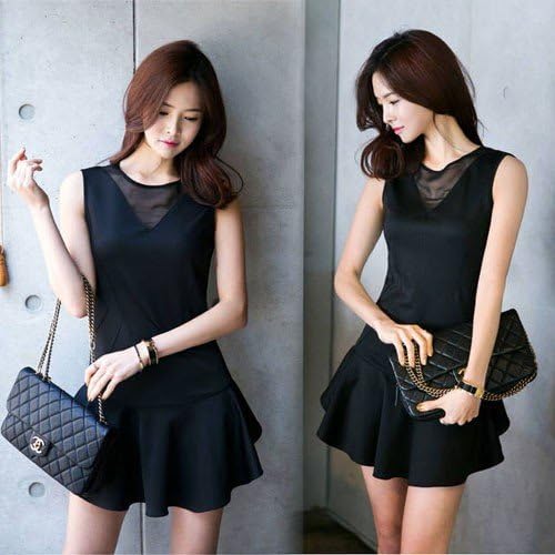 Amazon Co Jp ｖネックシースルー マイクロ フレアーミニワンピース ｌ 服 ファッション小物