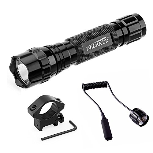 Decaker 501B XM-L T6 1000 Lumens Bright LED Flashlight Torch Tactical FlashLight Lamp + Gun Mount + Remote Pressure Switch (Battery and charger Not Included)