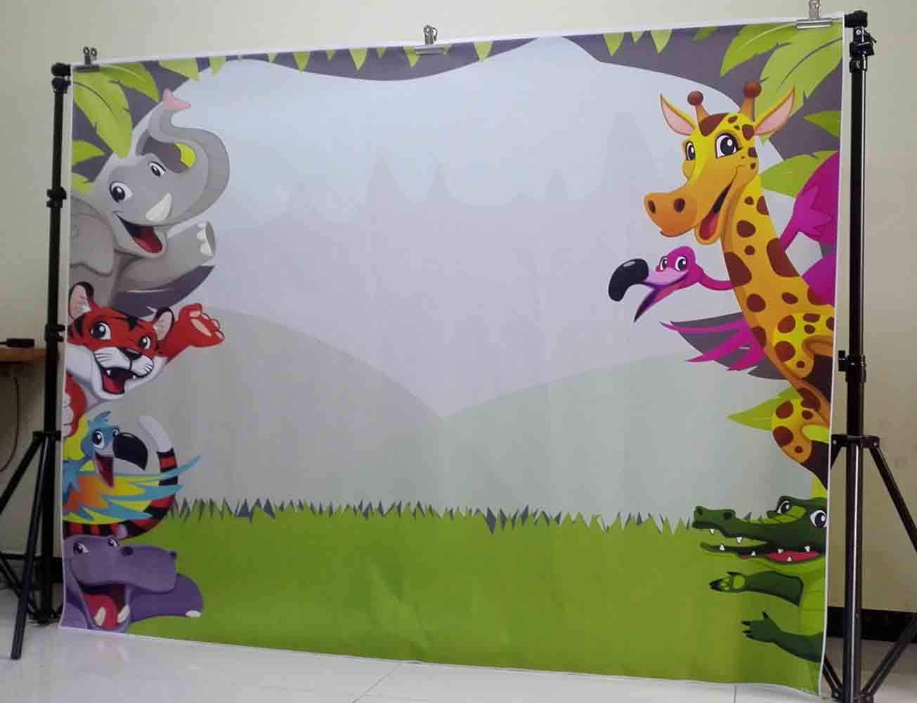 Fondale Fotografico Per Baby Shower Con Animali Cartoon - Telo 2.1x1.5 M In Vinile Sottile, Per Compleanni E Feste Di Bambini - 4