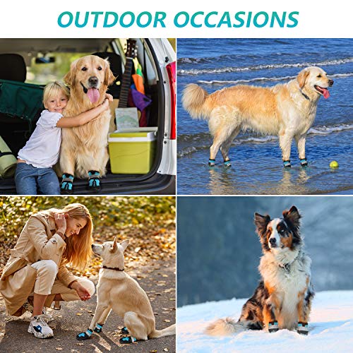 CASLON Dog Boots Waterproof Shoes for Dogs with Reflective Strips Rugged, Anti-Slip Sole Breathable Dog Booties 4PCS (Size 7: 3.1\