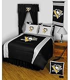 Pittsburgh Penguins Bedding - NHL Sidelines Comforter and Sheet Set Combo - Full