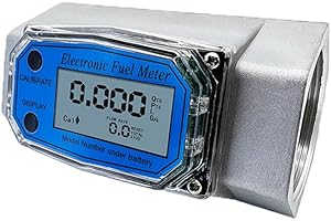 Water Flow Meter NPT Thread Flowmeter for Water, Diesel, Gas Oil Supports Gallon, QTS, PTS, L, m³ (Stainless Steel, 2 inch)
