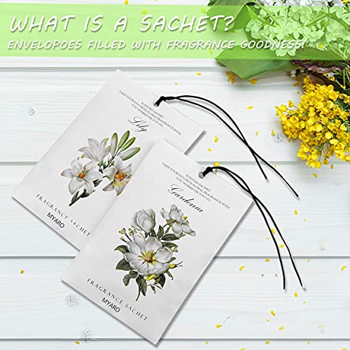 MYARO 12 Packs Lily Scented Sachets for Drawer and Closet, LongLasting