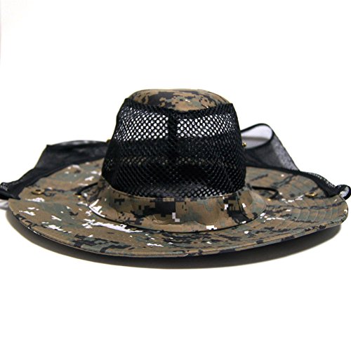 HCONECTION H Connetion Womens Safari Digital Mesh With Flap Neck Cover &amp; Sun Protect Hunting Fishing Hat Beige US Onesize (KMNSH02)