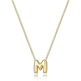 MARYLAX Bubble Gold Letter Necklace for Women, 14k Gold Plated Balloon Initial Necklace, Dainty Gold Necklace for Women, Personalized Bubble Pendant Name Necklace, Fashion Accessories Trendy Jewelry