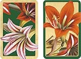 Entertaining with Caspari Double Deck of Bridge Playing Cards with Jumbo Typeface, Amaryllis, Set of 2
