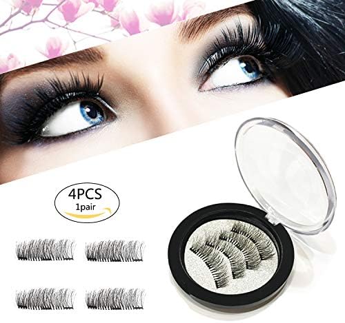 Magnetic Eyelashes Glue Free 3 Magnets,Best 3D Full Eye False Lashes Extension For Natural Look, Reusable Ultra Thin Fake Eyelashes, Premium Quality,2018 Upgraded