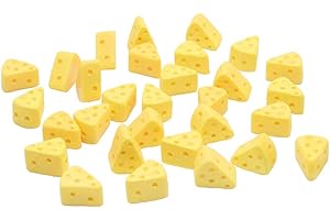 HIAWBON 30 Pcs Miniature Kitchen Food Cheese Simulation Triangle Cheesecake Food Figurines for Mini House Kitchen Decoration