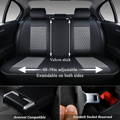 Coverado Car Seat Covers, Premium Leather Seat Cover Car, Waterproof Car Seat Protector with Lumbar Support Front and Rear Pack of 5, Universal Fit for Most Saloons, SUV Pick-up B-8859