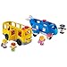Fisher-Price Interactive Sit with Me School Bus and Travel Together Airplane Bundle with 4 Little People:Bus Driver Emily, Pilot Kurt, Eddie and Emma. Playtime Activated Fun Lights, Sounds and Songs!