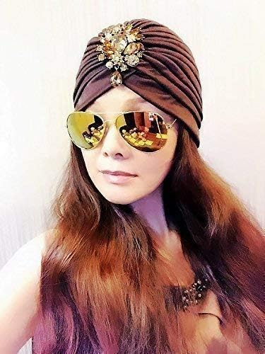 Brown Gemstone Turban,Women Turban,Full Turban,Turban,Turban Hat,Stretch Turban,Fashion Turban,Head Wrap,Head Scarf,Headband,Fashion,Gift,Show,Party,Holiday