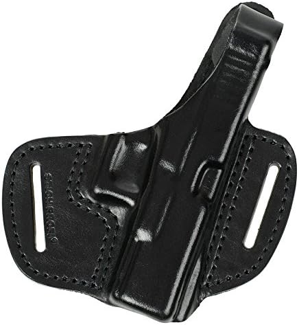 Stitch Holster/Belt Holster for Glock 17 Model No. 12 Black Real Leather Belt Width 40 mm