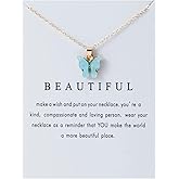 Dainty Colorful Butterfly Pendant Necklace for Women,Bohemian Acrylic Cute Butterfly Chain Necklace Retro Card Adjustable Insect Animal Necklaces Friends Female Necklace