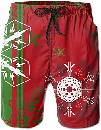 YJANK Christmas Red And Green Men's Beach Shorts Swimwear Quick Dry Board Shorts Size L Funny