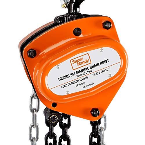 SuperHandy Manual Chain Block Hoist Come Along 1 Ton 2200Lbs Capacity 10 Foot Lift 2 Heavy Duty Hooks Industrial Grade Steel Construction Building Garages Warehouse Automotive Machinery - Image 4