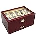 Caddy Bay Collection Rosewood Finish Watch Case Display Storage Watch Box Chest with Glass Clear Viewing Top Holds 20 Watches