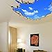 ORDERIN Wall Decal 3d Mural a Corner of Blue Sky Removable Wall Stickers for Wall and Ceiling Home Decor