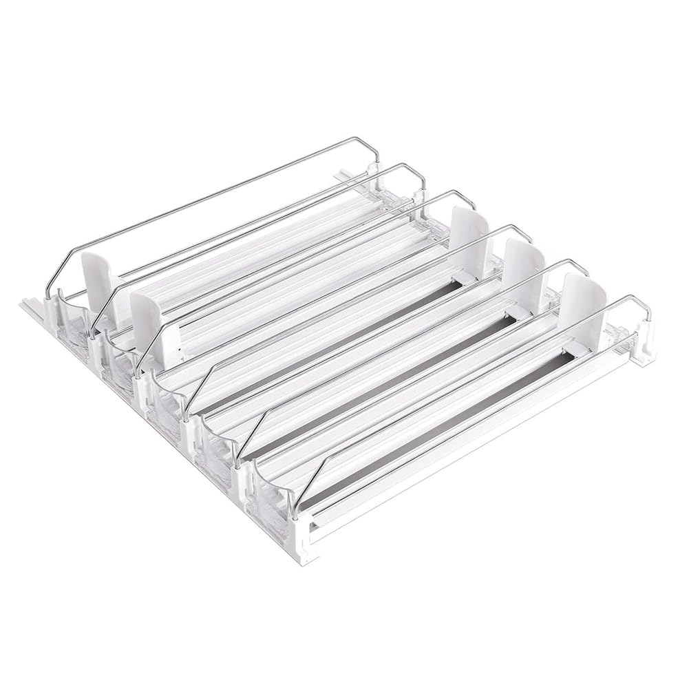 Povxlum Drink Organizer for Fridge, Self-Sliding Can Dispenser for Refrigerator and Adjustable Width Reusable