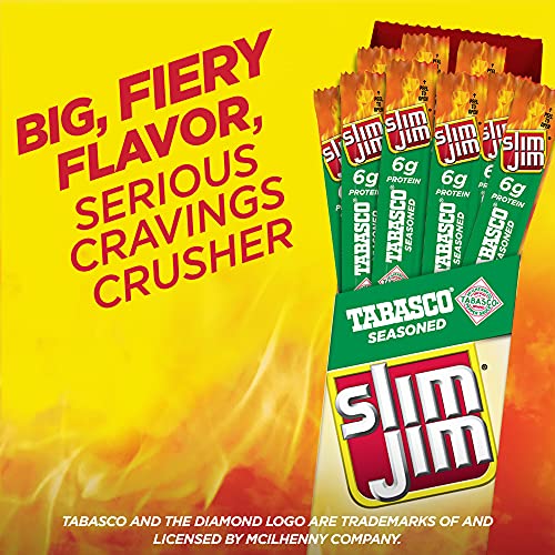 Slim Jim Giant Smoked Snack Sticks, Tabasco, Keto Friendly, .97 Oz. 24