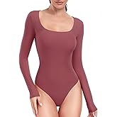 HeyNuts Women's Ultra Soft Long Sleeve Scoop Neck Bodysuit, Causal Tops Basic Tee