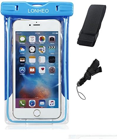 LONHEO Waterproof Case,Universal Dry Bag Waterproof Luminous Phone Bag Pouch with Touch Responsive for iPhone 7 7 plus 6 6S Plus SE/5/5S Galaxy S8 S7edge S6 S5 Note 5 up to 6.0'' -1 Pack/Blue