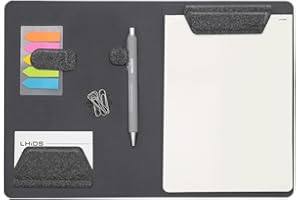 LHiDS Creative Magnetic Business Portfolio Resume Padfolio Organizer, A5 Folder with Clipboard, Paper Clip, Writing Pad, Magnetic Closure for Work, School and More, Black