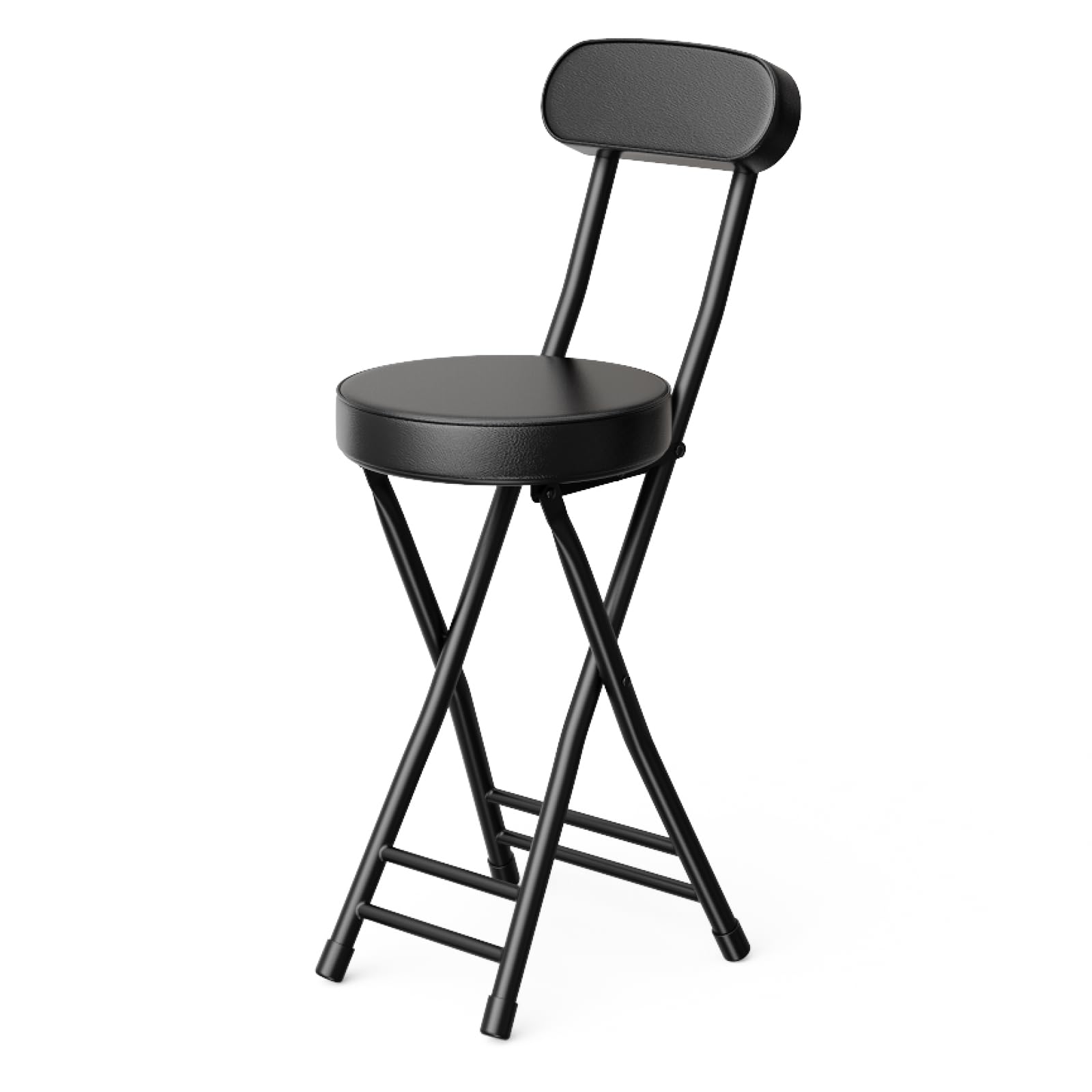 Photo 1 of GLCS GLAUCUS Folding Stool,Cushioned Padded Folding Bar Stool,18inch Black Height Heavy Duty Portable Chair stool with 300lbs Capacity for Kitchen Living Room Garden Camping Fishing