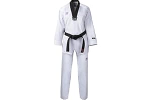 Mooto 3F Woman Taekwondo Uniform Black V-Neck Female Dobok TKD (200 (190cm~200cm)(6.23ft~6.56ft))