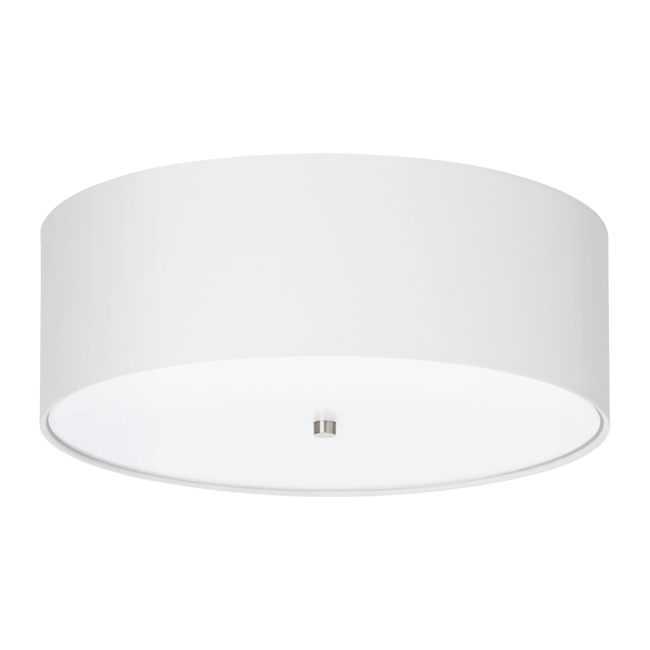 Eglo Pasteri Flush Ceiling Lamp, 3-Bulb Kitchen and Living Room Lighting, Flush Mount Light in Matt Nickel Steel, White Fabric and Glass, E27 Socket, Ø 18.7 Inches