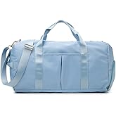 KARRESLY Sports Gym Bag for Women or Men Travel Duffel Bag with Wet Pocket and Shoes Compartment for Training Swim Yoga(Light Blue)