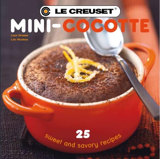 Le Creuset Stoneware Set of 4 Mini Cocottes with Cookbook, 8 oz. each, Flame