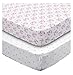 Playard Sheets, 2 Pack Owl & Heart Fitted Cotton Playpen Bedding for Travel Crib