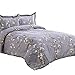 Bedsure Duvet Cover Set King Dark Grey Plum Blossom Pattern Comforter Cover 3 Pieces(104x90 inches) Soft Microfiber