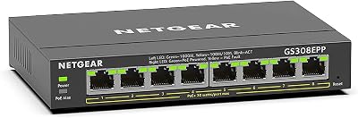 NETGEAR GS308EPP 8 Port Gigabit PoE Plus Switch 123W Desktop Wall Mount