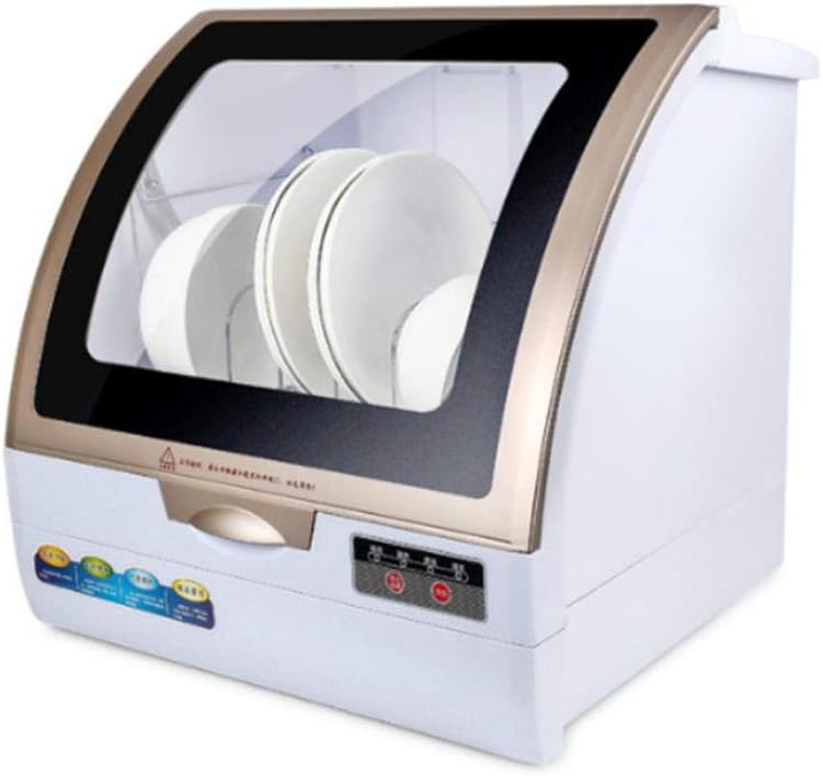 ZJYX Compact Countertop Dishwasher, Household Fully Automatic Desktop Dishwasher Small Smart Dishwasher 4 Programs: Eco, Fast, Disinfection, and Glass, 3 L Water Requirement white