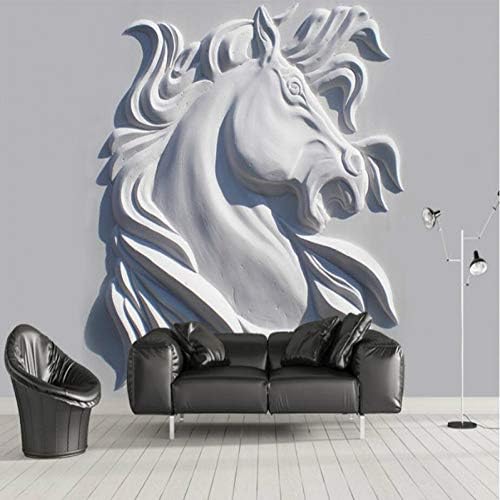 Sdsxt 灰色の浮彫りにされた馬3d写真の壁紙の居間の