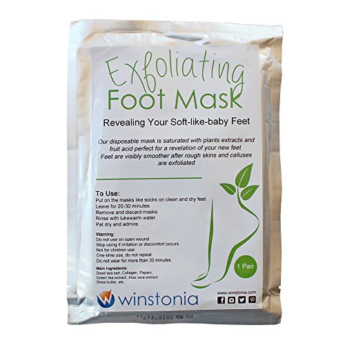 Winstonia Collagen Exfoliating Foot Mask Nourish Smooth Rough Skin, Revealing Soft-like-baby Feet