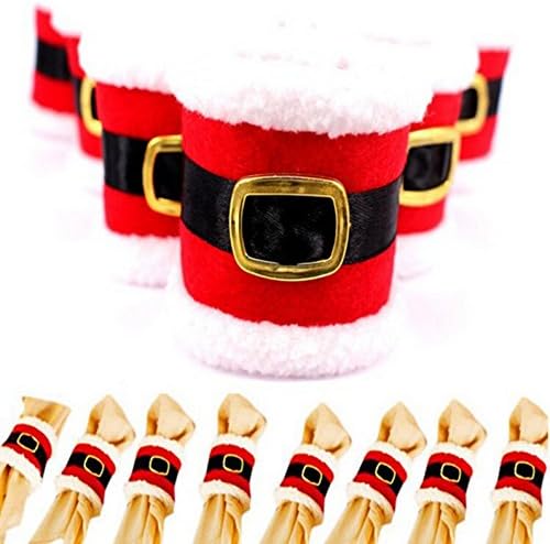 Christmas Napkin Ring Santa Claus Serviette Holder Dinner Table Decor - 6pcs