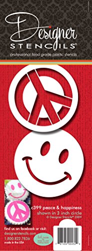 Designer Stencils C399 Peace & Happiness Cookie Set Stencils, Beige/semi-transparent