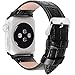 2 Colors Compatible Apple Watch Bands 38mm, Fullmosa Bamboo Calf Leather Compatible iWatch Band/Strap with Stainless Steel Clasp Compatible Apple Watch Series 1 2 3,Black