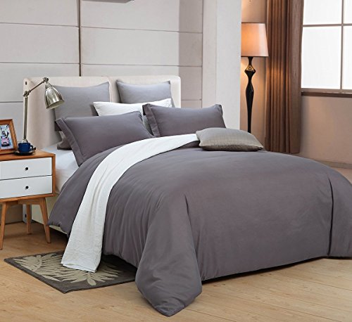 Word of Dream Brushed Microfiber Duvet Cover Set - Lightweight and Soft - Twin, Dark Gray